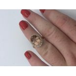 18ct rose gold morganite beryl and diamond ring