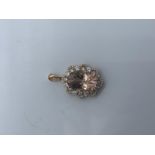 18ct rose gold morganite beryl and diamonds pendant