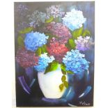 Hydrangeas still life oil on canvas