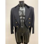 A vintage wool tailcoat with velvet collars and gilt royal buttons. ER with crown. Size 38-40.