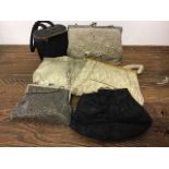 A collection of vintage evening bags to include a 1950s sequin & beaded evening bag 1950s