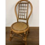 Rattan and bamboo bentwood child's chair W:33cm x D:31cm x H:65cm