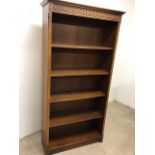 Open bookcase with a moulded freeze with four shelves W:88cm x D:33cm x H:185cm