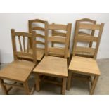 A Harlequin set of six hardwood chairs W:48cm x D:45cm x H:108cm