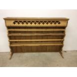 An antique pine dresser top. W:154cm x D:22cm x H:110cm