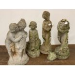 Four garden statues W:14cm x D:15cm x H:44cm