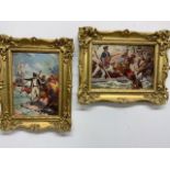 A pair of oils by J.Williamson possibly for book illustration W:24cm x D:cm x H:34cm