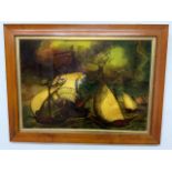 A reproduction marine print in wood and gilt frame W:48cm x D:cm x H:34cm