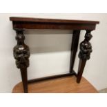 Mahogany console table with half naked lady supports W:81cm x D:31cm x H:80cm