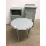 Three chalk painted furniture items.