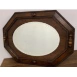 Oak framed bevelled mirror W:74cm x D:cm x H:54cm