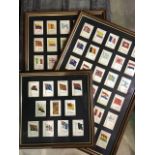 Three framed collections of Kensitas cigarette silksâ€™flags of the worldâ€™.