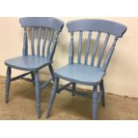 Two painted pine kitchen chairs W:40cm x D:40cm x H:85cm