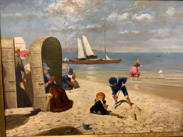 Oil on board of a seaside scene in ornate gilt frame W:39cm x D:cm x H:29cm - Image 2 of 4