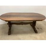 An oak refractory table W:202cm x D:98cm x H:75cm