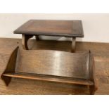 Small wooden stool and a small book trough W:46cm x D:28cm x H:20cm W:46cm x D:22cm x H:15cm