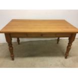 Pine kitchen table with drawer W:153cm x D:89cm x H:78cm