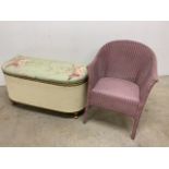 Lloyd loom style Bedroom chair and an ottoman W:56cm x D:50cm x H:69cm W:90cm x D:40cm x H:45cm