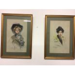 Philip Boileau(1864-1917) North American. Two pastel on paper portraits of fashionable women.