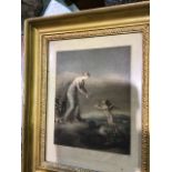Two 18th century etching prints Love wounded and love healed in gilt frames.