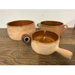 Three Vallauris vintage french cooking pots