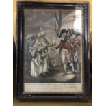 Marquis Cornwallis receiving the sons of Tippoo Saib. East Indies 1792. 18th century hand coloured