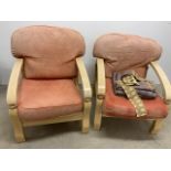 Two conservatory easy chairs with a quantity of material W:67cm x D:85cm x H:85cm