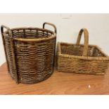 Two wicker baskets W:33cm x D:33cm x H:35cm W:40cm x D:29cm x H:34cm