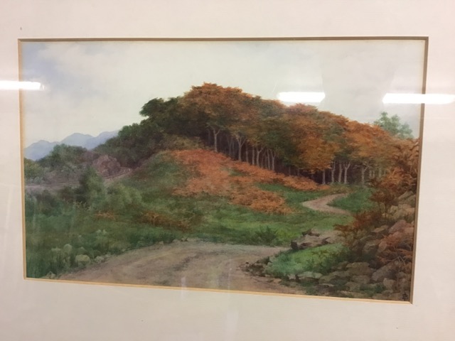 Isabella Barnes(fl 1890-1942). Water colour on Paper. 'Beeches on Arisaig Road with train line'. - Image 2 of 3