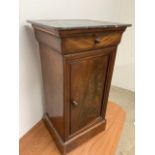 A marble topped pot cupboard with extra drawer W:42cm x D:37cm x H:74cm