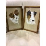 G.Louis Grover(fl 1917). Two original gauche on paper in glazed frames of terriers. Each 26cm x