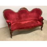 Queen Anne style Victorian sofa W:177cm x D:80cm x H:98cm