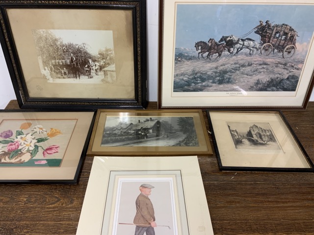 A selection of prints, etchings, etc