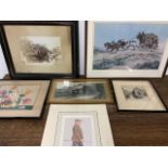 A selection of prints, etchings, etc