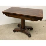 A victorian rosewood card table W:92cm x D:45cm x H:75cm W:92cm x D:92cm x H:75cm