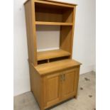 Modern two piece oak media cabinet W:85cm x D:72cm x H:187cm