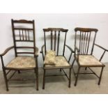Three arts and craft chairs W:53cm x D:45cm x H:103cm