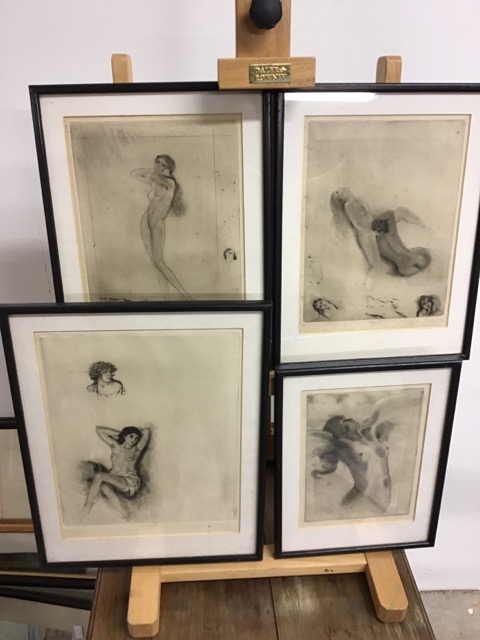 French erotica.- Chimot (Edouard, 1880-1959). Four nude etchings dry point printed with plate tone,