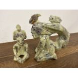 Two soapstone carvings W:16cm x D:cm x H:20cm