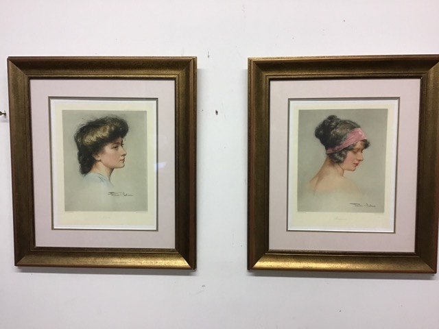 Herman Fenner-Behmer, 1866-1913. Two Intaglio portrait prints 'Roquine and Ninion' with hand