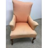 A Queen Anne style arm chair on castors W:66cm x D:70cm x H:98cm