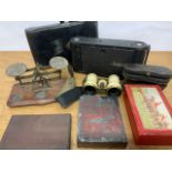 Kodak camera, opera glasses, printers blocks etc