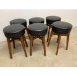 Six faux leather pub stools. W:32cm x D:32cm x H:51cm