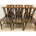 A near set of six Ercol dining chairs. W:42cm x D:41cm x H:80cm