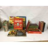 A collection of children's literature with vintage football reference books and others.(19)