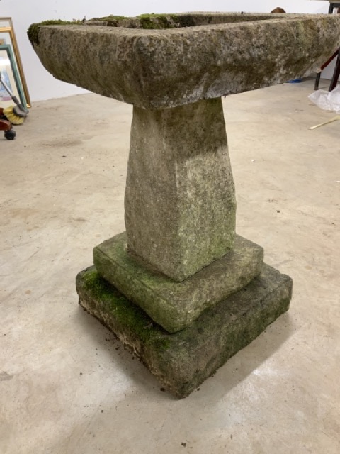 A four piece stone bird bath W:40cm x D:40cm x H:66cm - Image 2 of 3