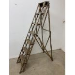 Vintage step ladders. W:112cm x D:48cm x H:179cm