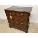 A late 18th century cross banded chest of drawers W:90cm x D:53cm x H:93cm