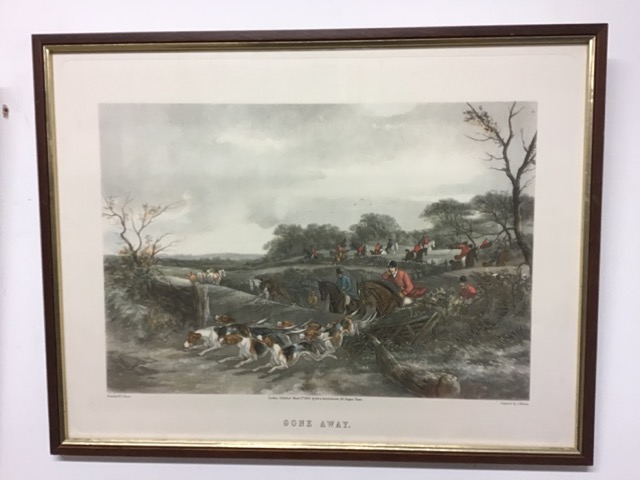 Two framed etching prints of hunt scenes. W:52cm x D:cm x H:40cm - Image 2 of 3