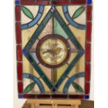 A 19th century, arts and crafts lead stained glass window W:41.5cm x D:cm x H:55.5cm